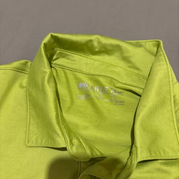 Ariat Polo Shirt Mens XL Lime Green Lightweight Outdoor Casual - Picture 3 of 6
